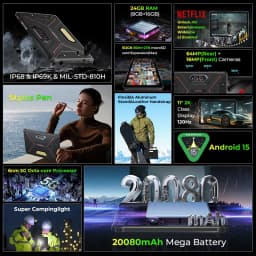 HOTWAV R9 Ultra 5G Rugged Tablet 20080mAh Massive Battery Android 15 Pad 11'' FHD+ 2K 8GB 512GB Tablet PC With Stylus Pen