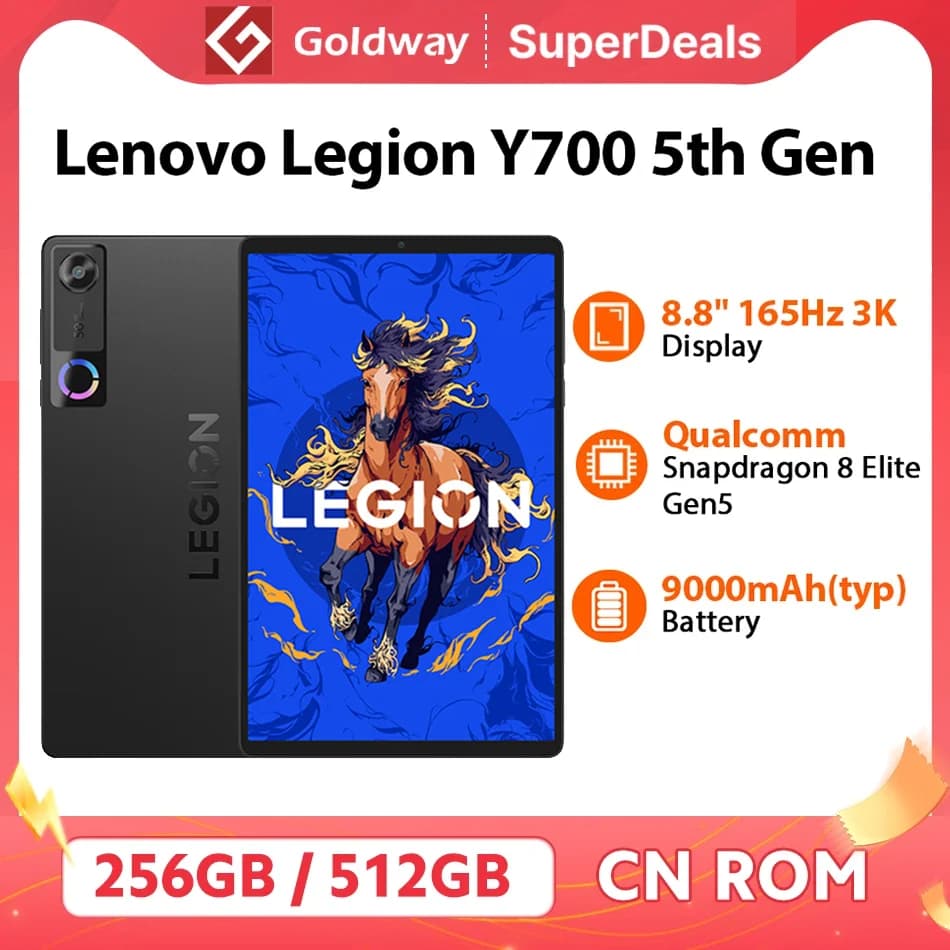 Original Lenovo Legion Y700 5th Tablet Snapdragon 8 Elite Gen 5 Pad 256GB 512GB ROM 8.8" 165Hz Display 9000mAh AI Gaming PC
