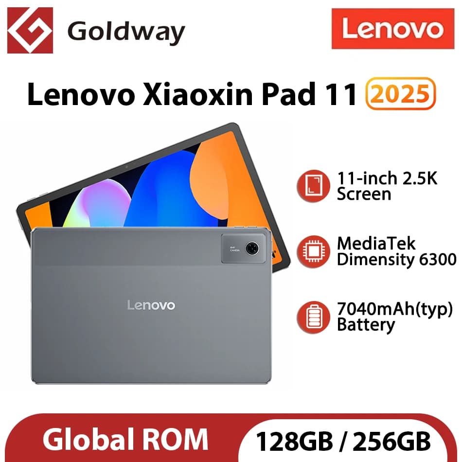 Global ROM Lenovo Xiaoxin Pad 2025 11'' Tablet 128GB 256GB ROM MTK Dimensity 6300 2.5K Display 7040mAh Battery Dolby Atmos