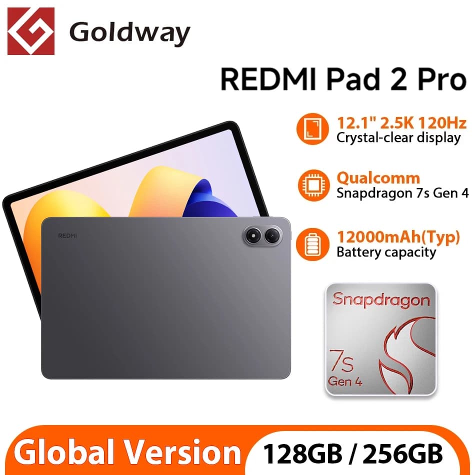 Global Version Xiaomi Redmi Pad 2 Pro Snapdragon 7s Gen 4 256GB 128GB 12.1 Inch 120Hz Screen 12000mAh Battery MiPad Tablet PC