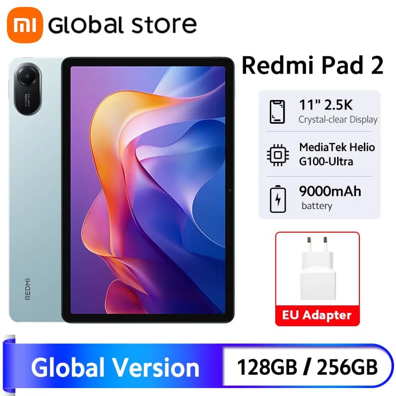 New Global version Xiaomi Redmi Pad 2 9000mAh Battery MTK Helio G100-Ultra 11" Display 8MP Camera Fast charging 90Hz Mi Tablet