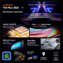 Teclast T50 Plus 11" 120Hz FHD UNISOC T620 Max. 48GB RAM 128GB ROM Android 16 Tablet 8000mAh 4G LTE Dual SIM GPS Tablets PC