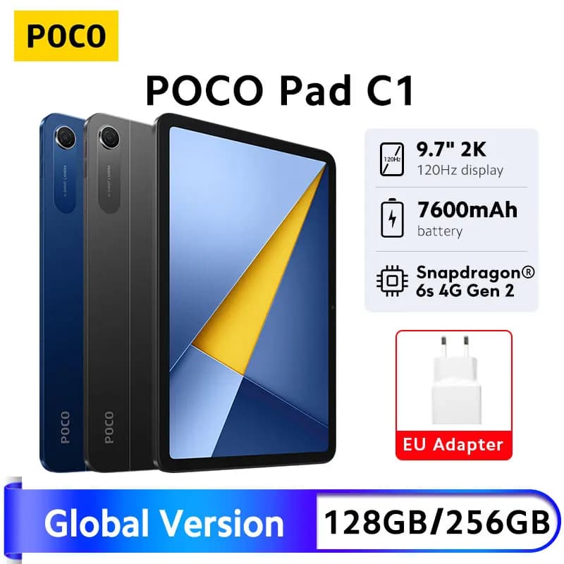 Newest POCO Pad C1 Global Version Tablet 9.7" 2K 120Hz crystal-clear display 7600mAh battery 18W