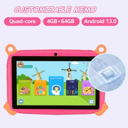 2026 Hot Sales 7 Inch Cartoon Kids Tablets Quad Core Android 13.0 System, 4GB+64GB Memory, WiFi Bluetooth Type-C Tablet 4000mAh