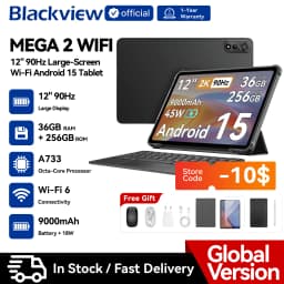 Blackview MEGA 2 Wifi Tablet PC 12'' 2K FHD+ Display Unisoc T615 12GB RAM 256GB ROM 9000mAh Battery 16MP Android 15 Tablets