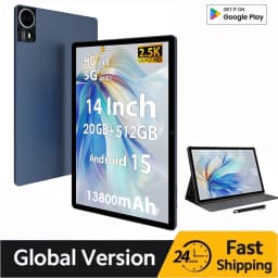 Large Screen 14 inch Android 15 Tablet 20GB RAM 512GB ROM Android 15 Octa-core Processor Wi-Fi 6 BT 5.0 Dual Camera 13800mAh