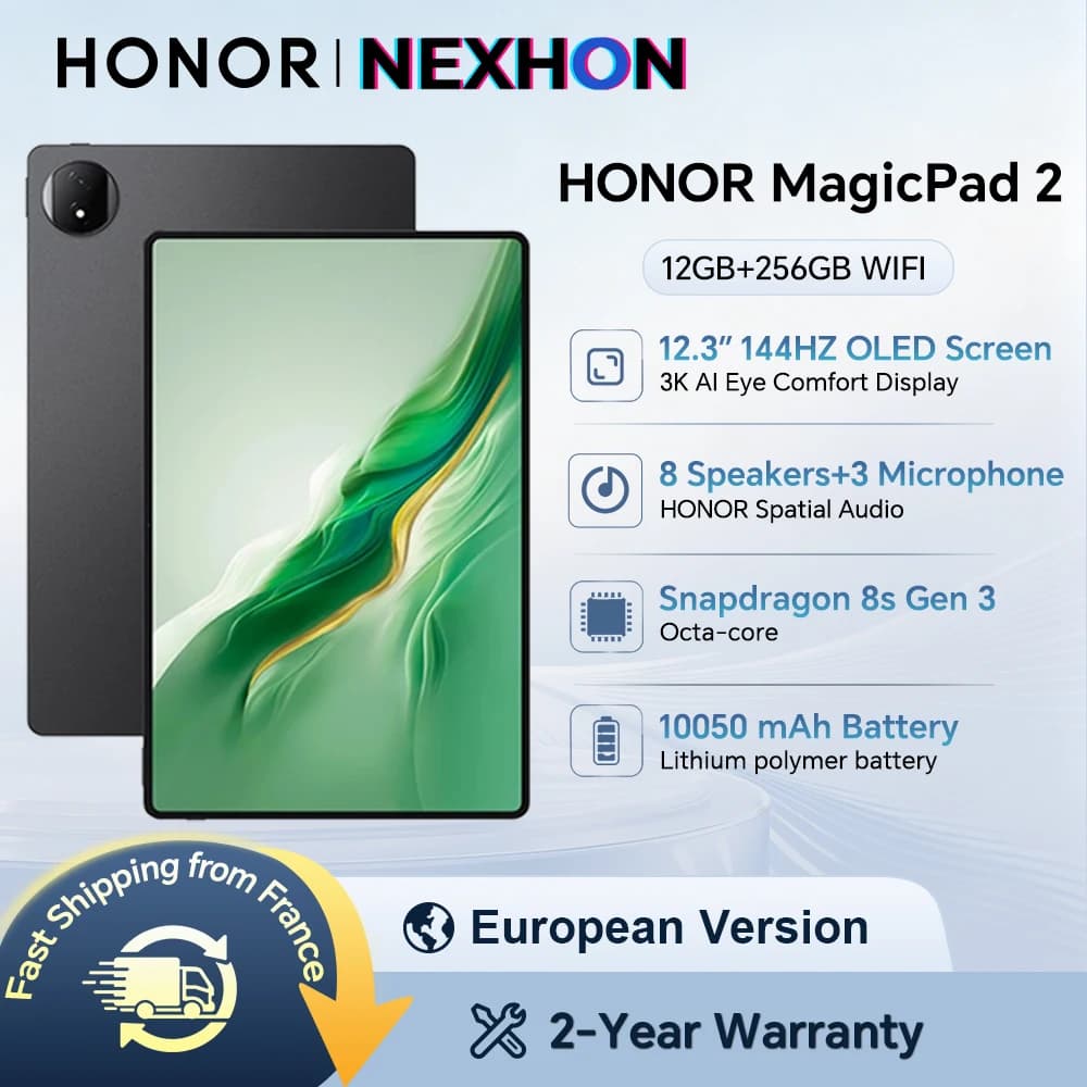 HONOR MagicPad 2,EU Version WiFi tablet,10050mAh Battery,12.3" 144Hz 3K AMOLED Screen,Snapdragon 8s Gen 3,13MP Rear Camera,PC-Level AI Efficiency Productivity,12GB+256GB,HONOR Android Tablet