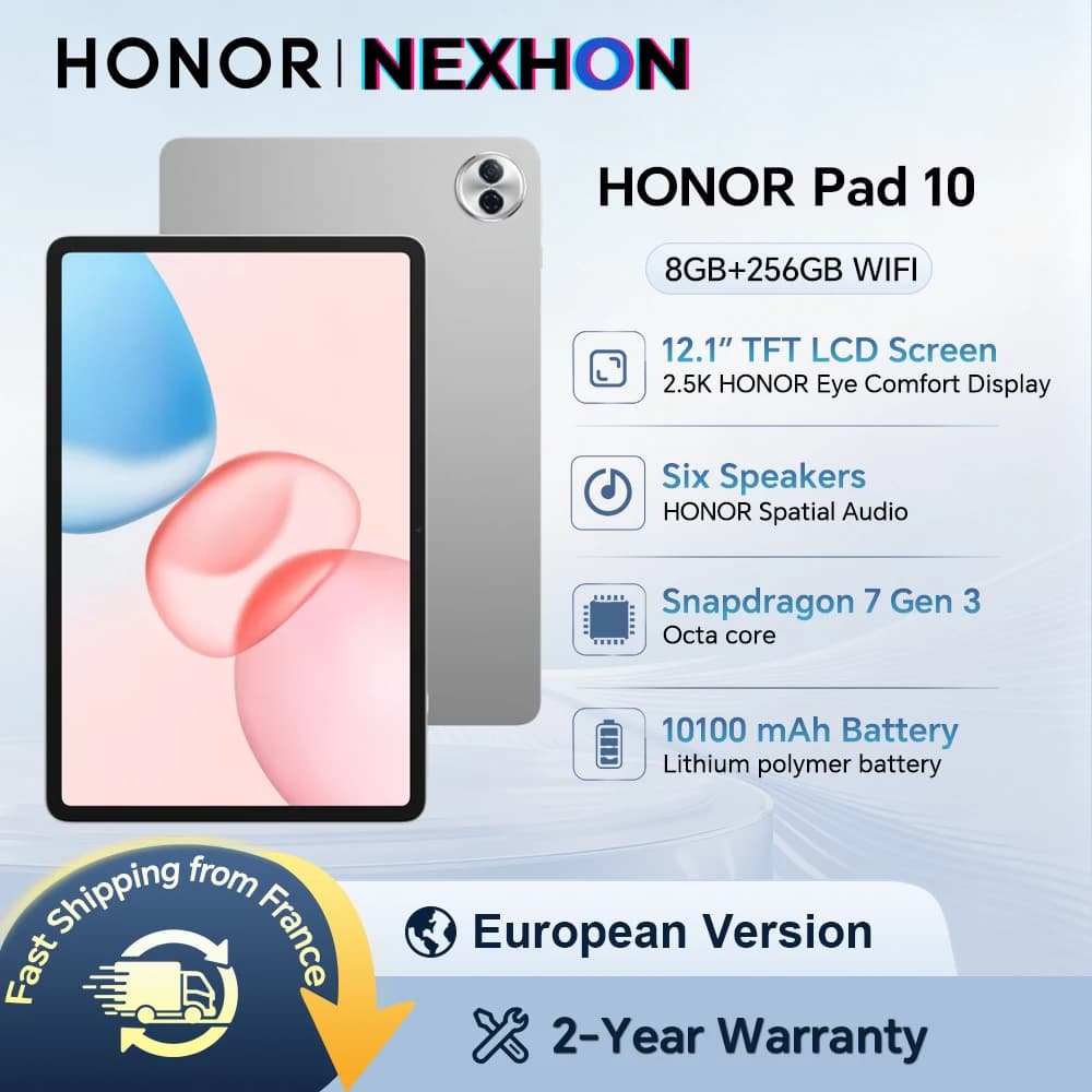HONOR Pad 10,EU Version WIFI Tablet, 10100mAh Battery,12.1-inch 120Hz 2.5K HONOR Eye Comfort Display,Snapdragon 7 Gen 3 Chipset,8GB+256GB ,HONOR Android Tablet
