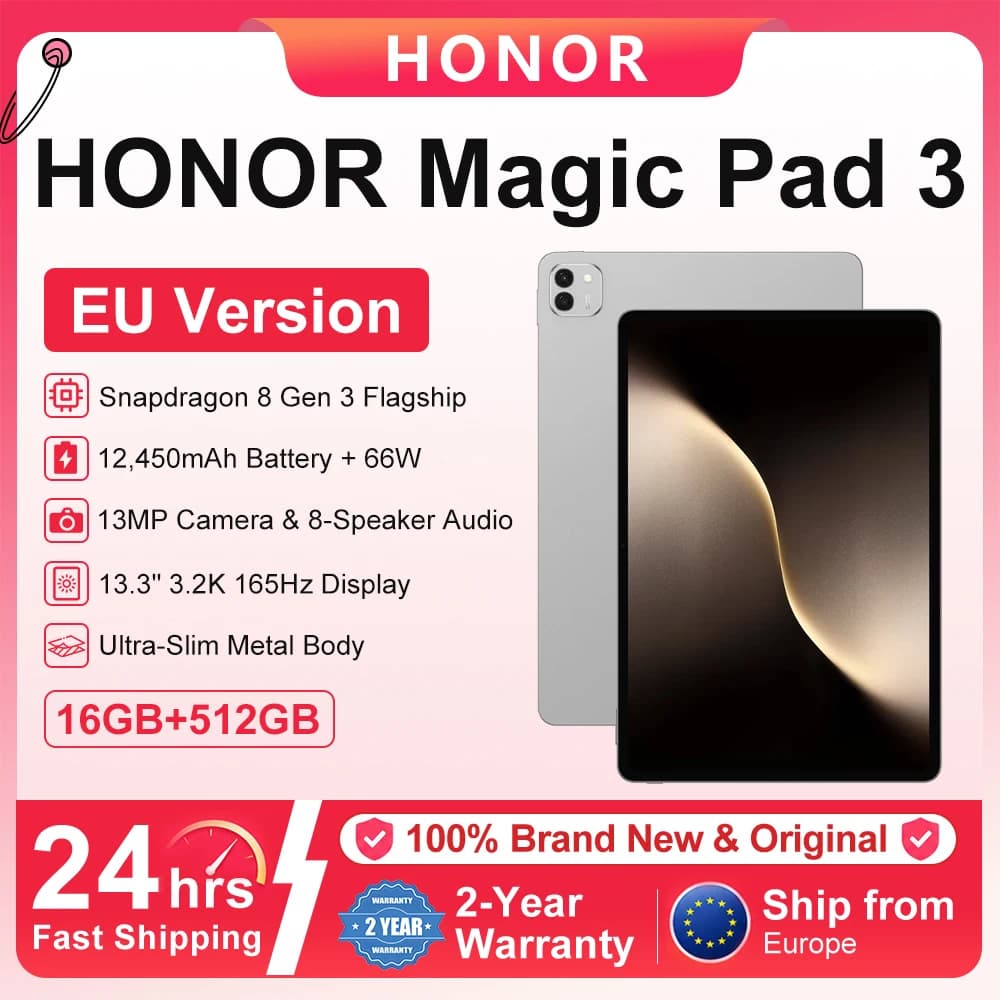 Global Version Honor Magicpad 3 Tablet 165Hz 13.3'' 3K Lcd Display Pad Snapdragon 8 Gen 3 12450Mah Battery Magicos 9.0.1 16+512Gb New Honor Tablet