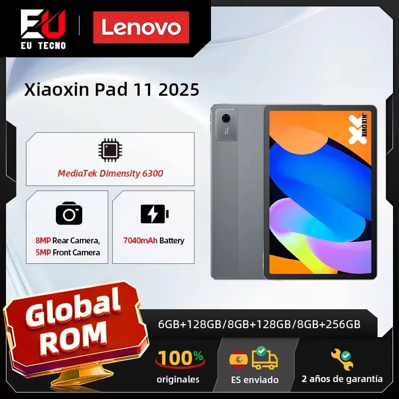 Global ROM Lenovo Xiaoxin Pad 11 2025 Tablet 11" 2.5K 90Hz Display 7040mAh Battery Dimensity 6300 8MP Camera