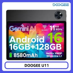 DOOGEE U11 Tablet 11" Ultra-clear 90Hz Display 16GB 128GB 8580mAh Battery Unisoc T7200 Dual Speaker Widevine L1 Android 16