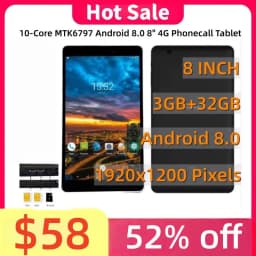 10-Core MTK6797 Android 8.0 8" 4G Phonecall Tablet 1920x1200 Pixels 3GB RAM 32GB ROM WIFI GPS Bluetooth 4.2 Dual SIM Card
