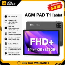 AGM PAD T1 Tablet 10.95 inch 1200*1920 FHD+ Screen 8(4+4)GB RAM 128GB ROM 4G LTE Android 14 Unisoc T606 Tablets Widevine L1