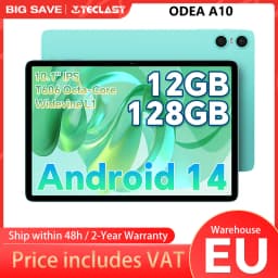 Teclast Odea A10 Android 14 Tablet, 10.1", (4+8)12Gb Ram, 128Gb Rom, Octa Core, Unisoc T606, 1280X800, Mali-G57, 6000Mah, 5Mp+2Mp, Supports Tf up to 1Tb, Type C, Gps, Widevine L1