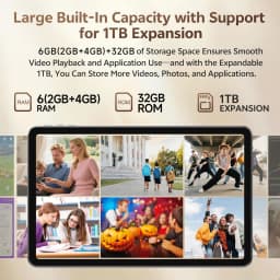 Android13 Tablet,Quad Core,6GB (2GB+4GB Expand) RAM+32GB Storage,1TB Expansion,WiFi,2MP+8MP Camera,6000mAh Battery,10.1" Screen