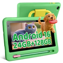 New K06 7" Kids Tablet PC Android16 24(3+21)GB Expanded RAM 128GB Storage Five‑Core Processor Shock‑Proof Protective Case Stylus Pen Learning Games Tablet For Boys Girls US Stock
