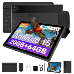 New KB1001L 10.1" IPS Tablet Bundle Android 15 Five‑Core Processor 20(3+17)GB Expanded RAM 64GB Storage Keyboard Mouse Stylus Cover Headphones WiFi‑6 Widevine L1 5000mAh 20W Fast Charge Tablet US Stock