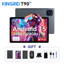 KINGRID T90 Wifi 11" 1080P Tablet PC 24GB (8+16) RAM 128GB ROM 5G WiFi 8000mAh Android 15 Gaming Tablet