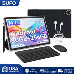 BUFO G140L 14.1 Inch Octa Core Tablet PC 30GB(6G+24G Virtual RAM) 256GB ROM Android 15 1920*1200 LCD Screen 10000mAh Battery Dual Camera Support 1TB TF Expand Type-C 2.0 Business Tablet for Office Entertainment