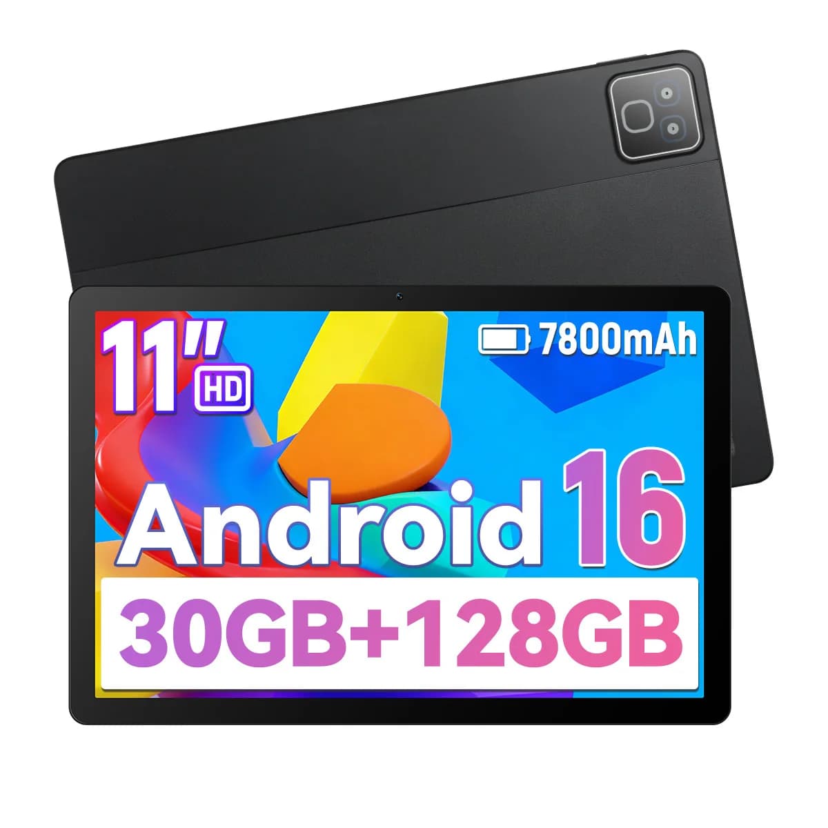 10.95‑Inch Slim Android16 Tablet with Gemini AI,30GB(3+27GB Virtual)RAM 128GB ROM 1TB Expandable, Widevine L1 1920*1200 Display,7800mAh Long Standby Battery,5MP+8MP Dual Cameras Five‑Core Tablet for Streaming Work Study Gaming