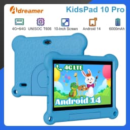 Adreamer Kids Tablet 10.1 Inch IPS Android 14 4GB RAM 64GB ROM WIFI Google Play For Children Kids Study Gaming Age 3-14
