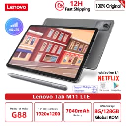 Global ROM Lenovo Tab M11 K10 11" Display 4G LTE MediaTek Helio G88 8GB RAM 128GB SSD L1 1920x1200 Wifi 7040mAh Android Tablet