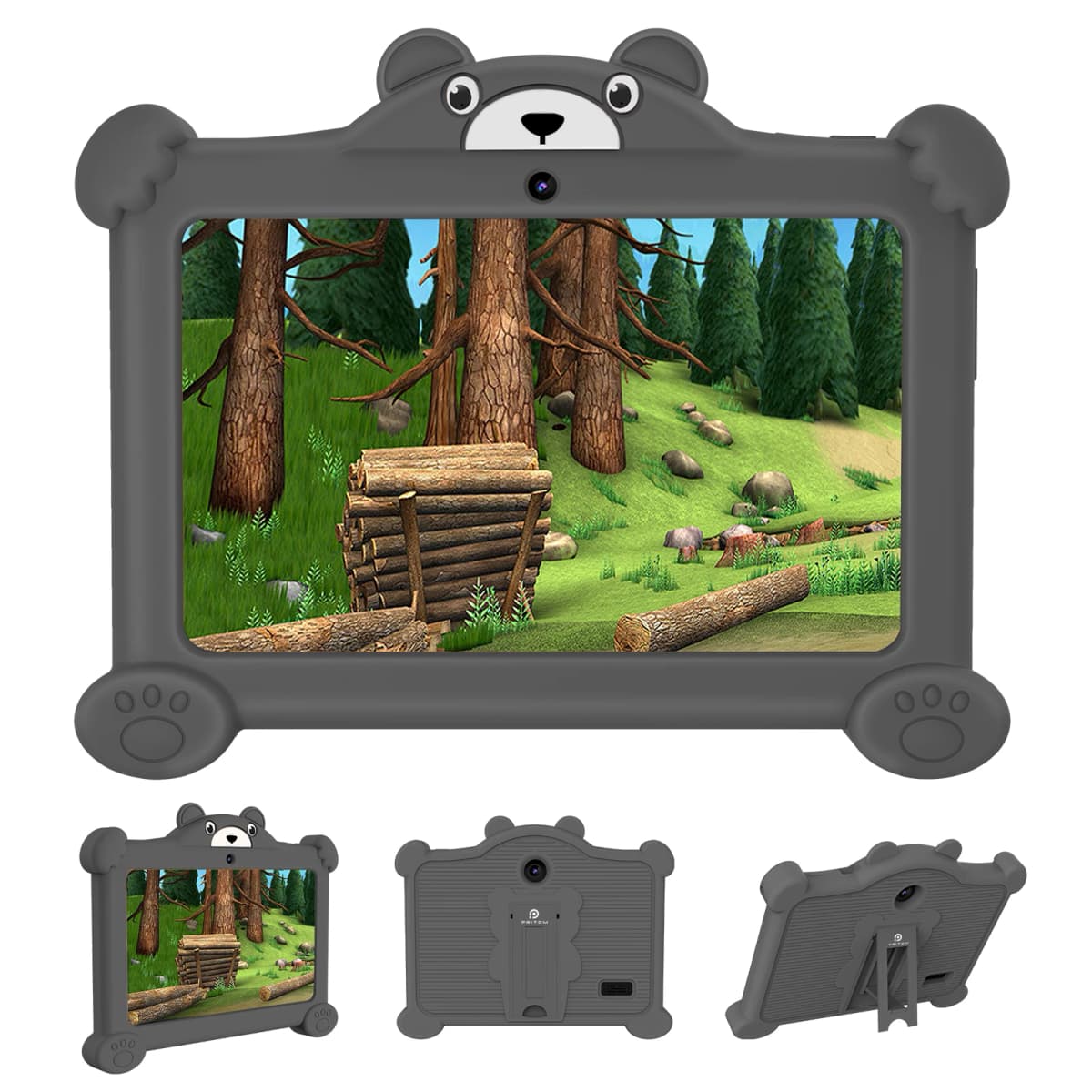 PRITOM Kids Learning Tablet PC 7 inch Android 2GB RAM 32GB ROM WiFi Bluetooth with Bear-shaped protective case