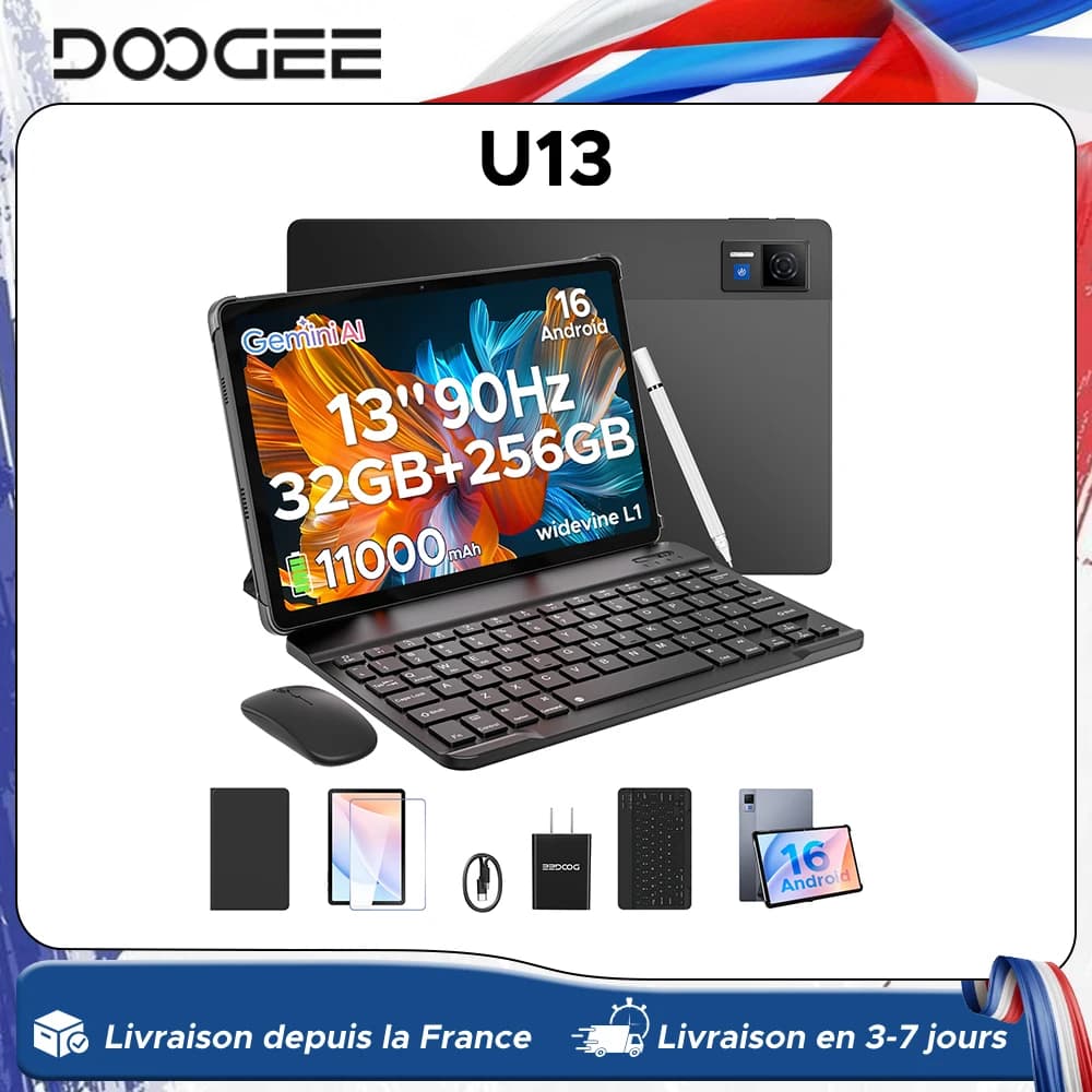 DOOGEE U13 2 IN 1 Tablet PC Android 16 13'' Display 32GB(6GB+36GB) 256GB 11000mAh Battery Quad Speakers UNISOC T7280 Widevine L1