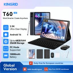 KINGRID T60 Tablet PC With Keyboard 12.2 inch 2.5K Display Android 16 Tablet UP To 48GB +256GB 10000mAh 5G WiFi/4G LTE BT Mouse Tablet Android