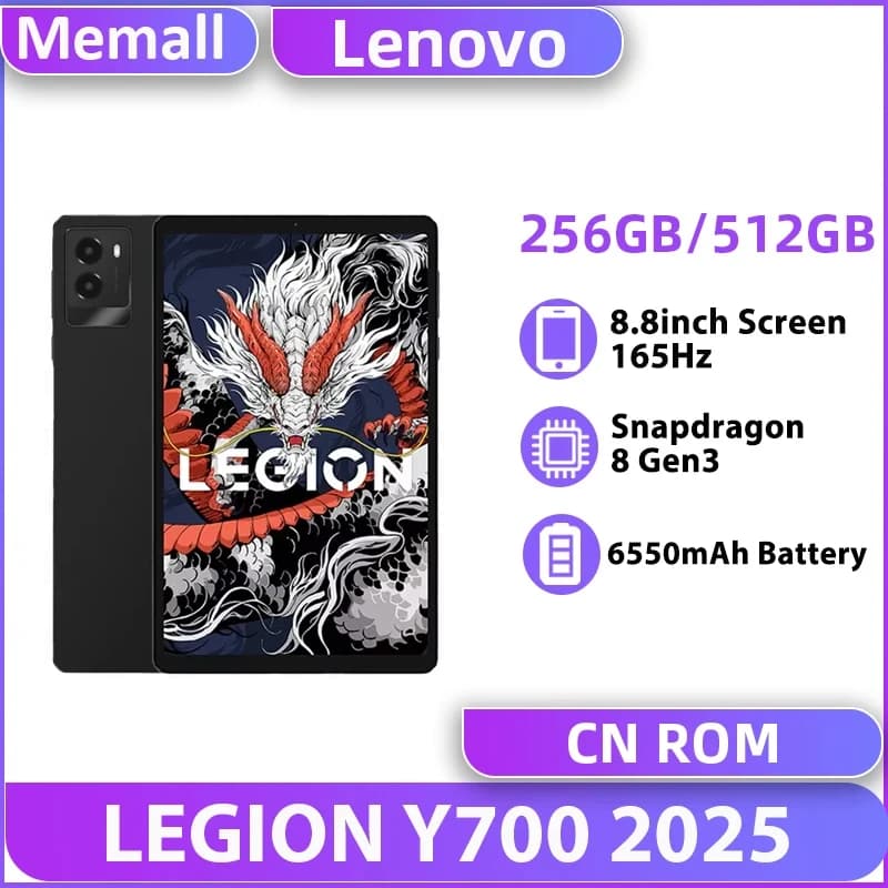 Lenovo Legion Y700 2025 Original 256GB/512GB GamingTablet Snapdragon 8 Gen 3 8.8" 165Hz 500 Nits LCD Screen 6550mAh Battery