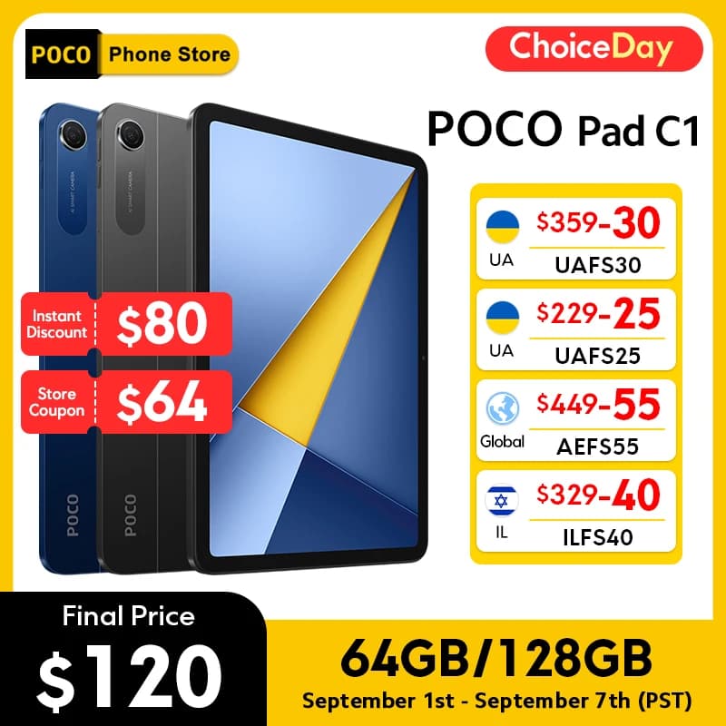 POCO Pad C1 Global Version Tablet 9.7" 2K 120Hz crystal-clear display 7600mAh battery 18W