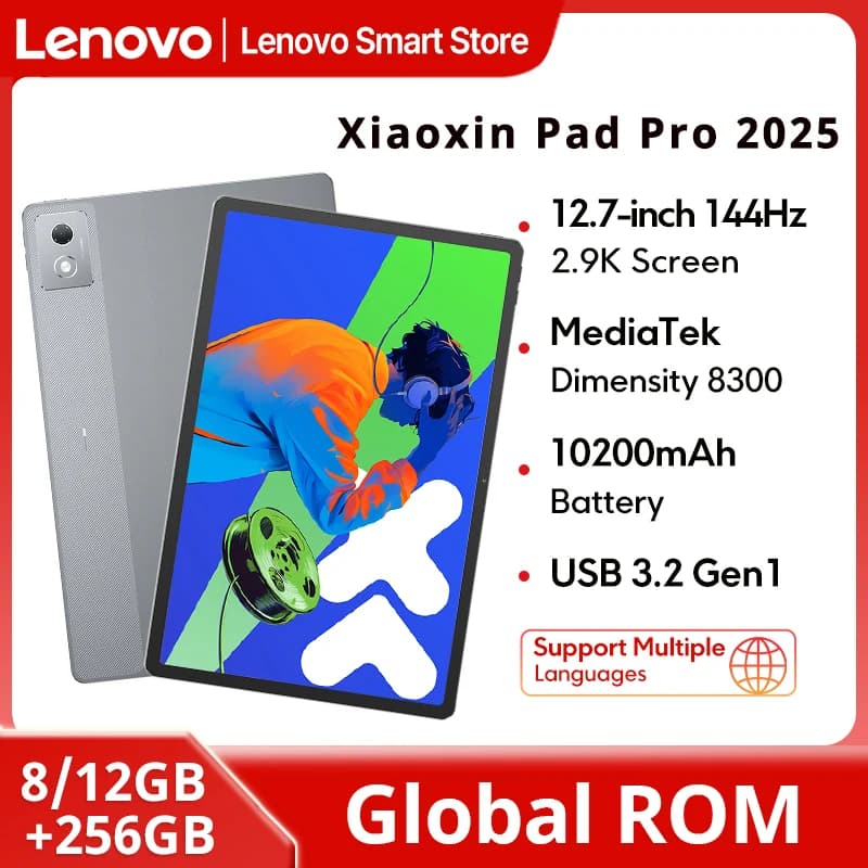 Global ROM Lenovo Xiaoxin Pad Pro 2025 12.7 inch Tablet Original Dimensity 8300 144Hz 2.9K Display Android 14 10200mAh Pad PC