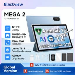 Blackview MEGA 2 Tablet PC Set With Keyboard, Mouse, Stylus, 12'' 2K Display 12GB+24GB RAM 256GB ROM, Android 15 Tablet, 9000mAh