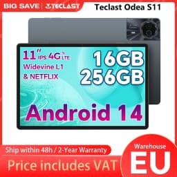 Teclast 11" TDDI Tablet ODEA S11, Android 14, (6+10)Max. 16GB RAM, 256GB ROM, 4G network, 8000mAh, 1920x1200, UNISOC T606, 8 cores, Mali-G57, 5G Wifi, GPS, 2 SIM slots, TF up to 1TB, for Netflix Widevine L1