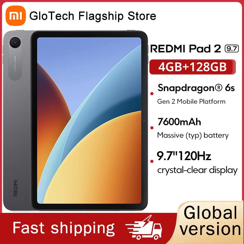 Global Version Xiaomi Redmi Pad 2 9.7" WiFi Tablet Snapdragon 6s 4G Gen 2 Processor 2K 120Hz Display 7600mAh Battery
