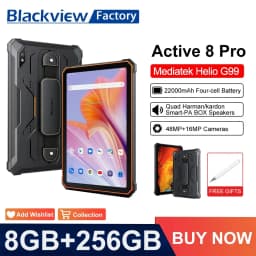 Global Version Blackview Active 8 Pro Rugged Tablet 10.36" Display Helio G99 16GB+256GB 22000mAh 48MP+16MP Android 15 Tablets PC