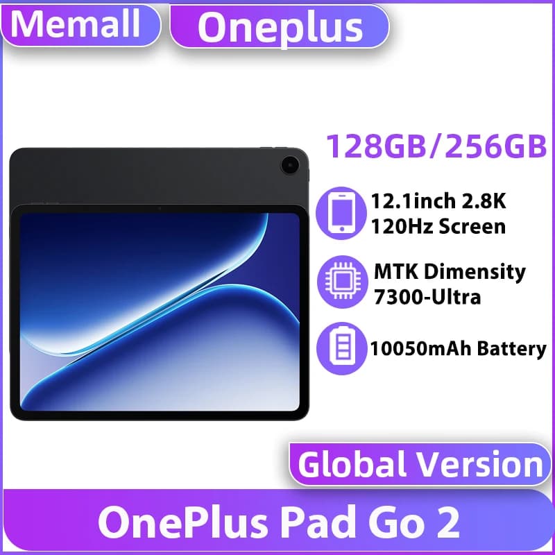 OnePlus Pad Go 2 Global Version MediaTek Dimensity 7300-Ultra 12.1" 120Hz Display 8MP Camera 10050mAh Battery Android Tablet