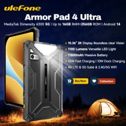 Ulefone Armor Pad 4 Ultra 5G Rugged Tablet Android 14 IP68/IP69K 11800mAh Battery Up to 16GB+256GB 10.36" LED Light