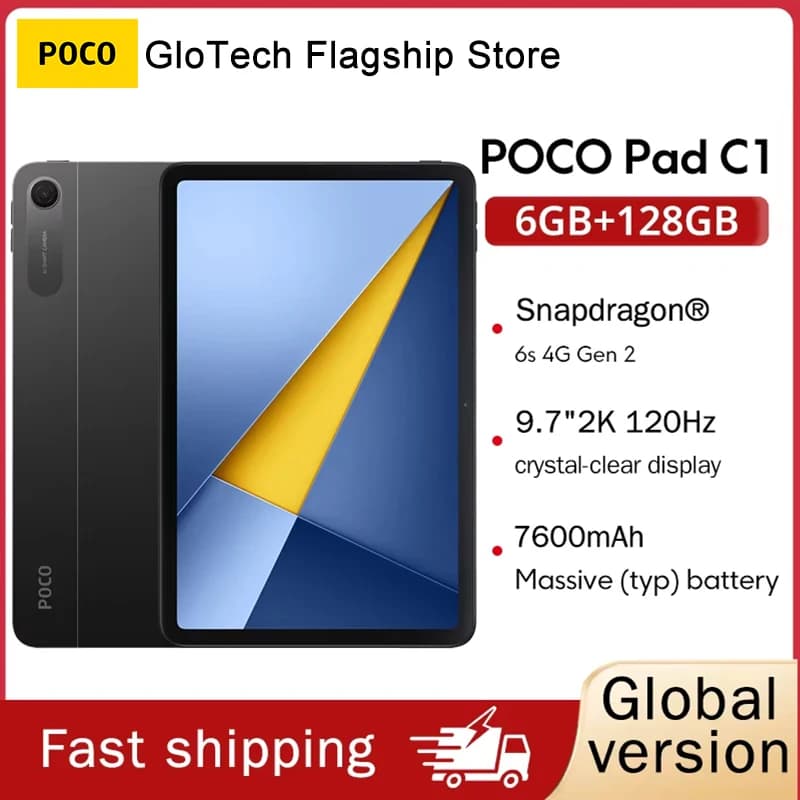Global Version POCO Pad C1 9.7"2K 120Hz crystal-clear display Wi-Fi 8MP Snapdragon® 6s 4G Gen 2 Mobile Platform 7600mAh