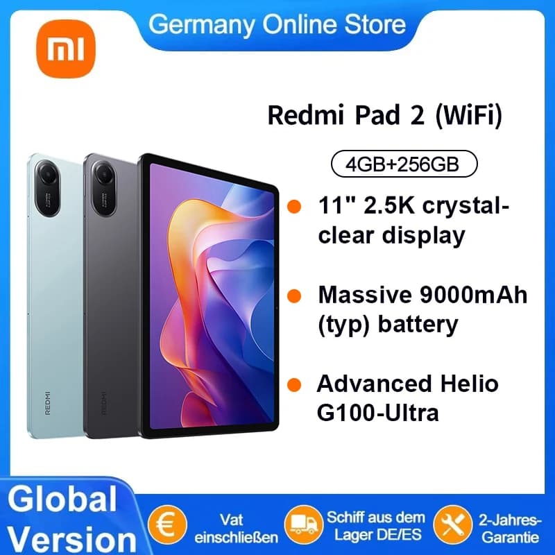 Global Version Xiaomi Redmi Pad 2 Wifi 11" 2.5K Crystal-Clear Display with Mediatek Helio G100-Ultra Processor 9000Mah Big Battery