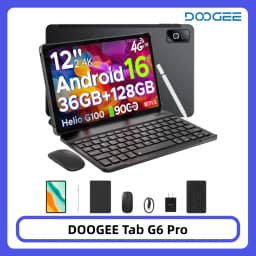 DOOGEE Tab G6 Pro 2 in 1 Tablet PC Android 16 36GB 128GB Gemini AI 12" 2.4K 9000mAh Battery Helio G100 4G LTE Tablet Pad