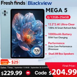New Blackview MEGA 5 AI Tablet 12.2" 2.4K 120Hz Display 12GB 256GB 10000mAh 55W Charging 4G Android 16 PC Pad