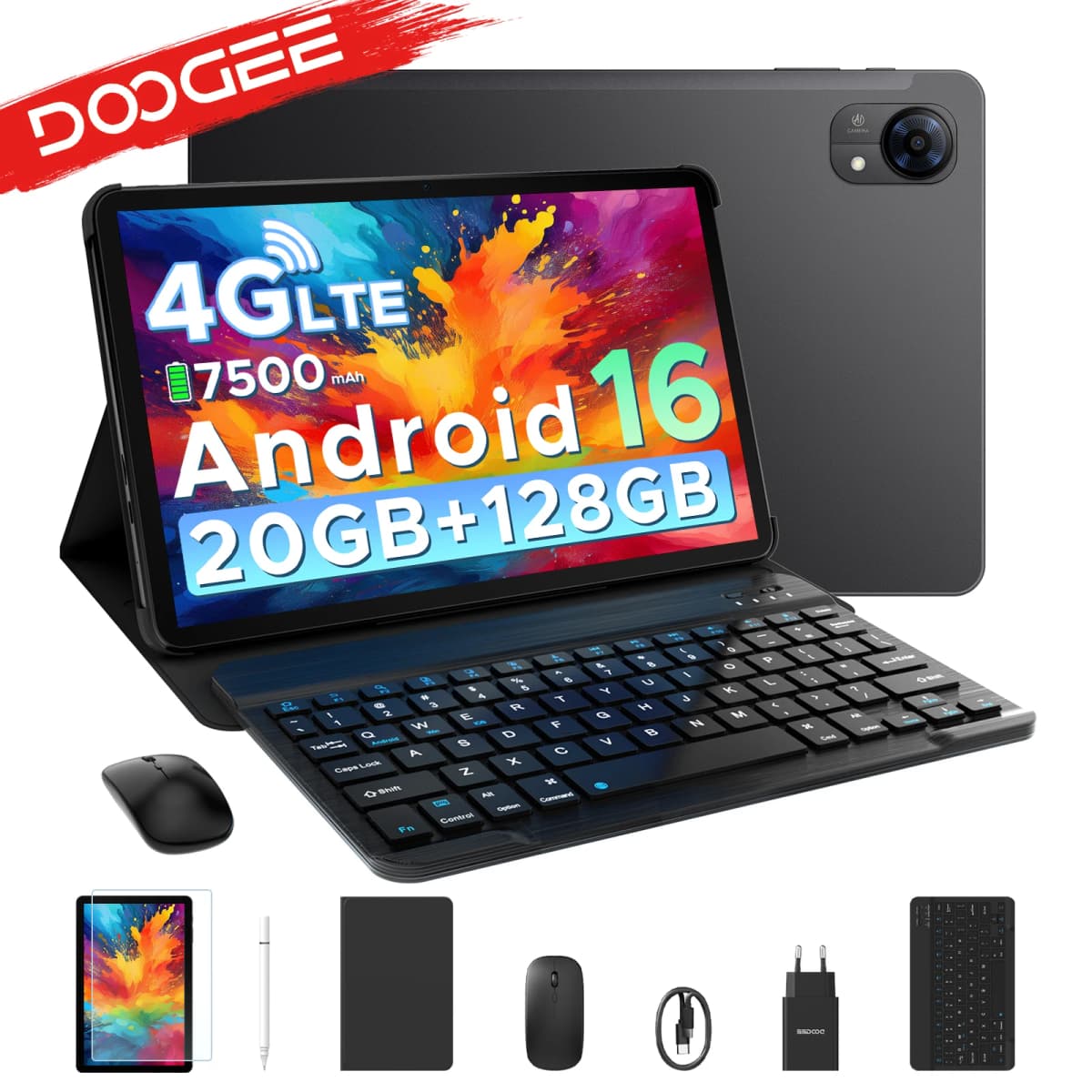 DOOGEE Tab G5 Android 16 Tablet PC 10.1 inch 7500mAh Battery 20GB RAM (3+17) 128GB ROM Widevine L1 Support 4G LTE Tablet Pad PC