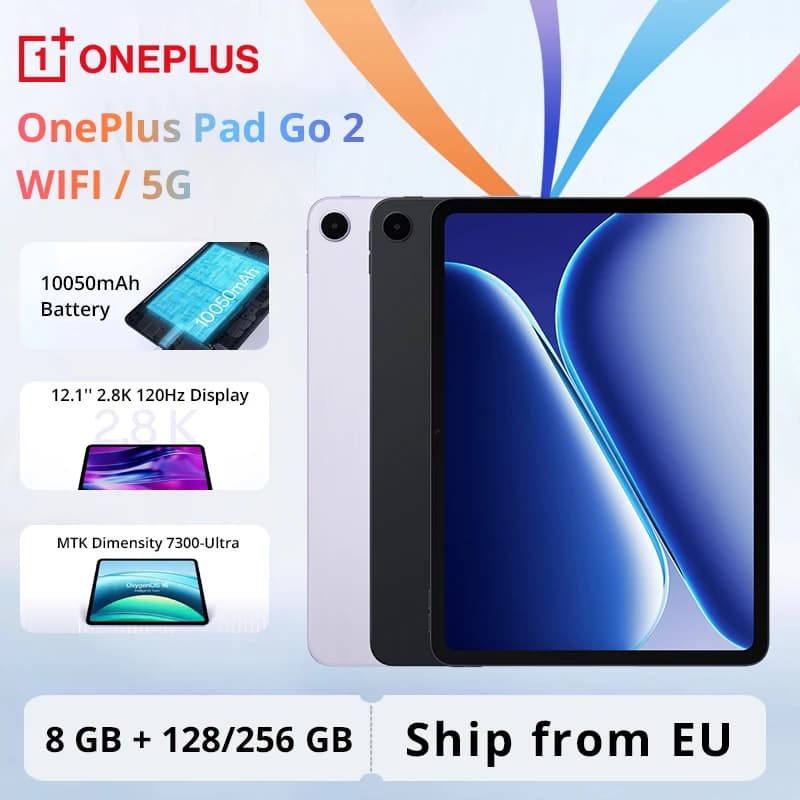 Global Version OnePlus Pad Go 2 WiFi / 5G MediaTek Dimensity 7300-Ultra 120Hz Display 8MP Camera 10050mAh Battery Android Tablet