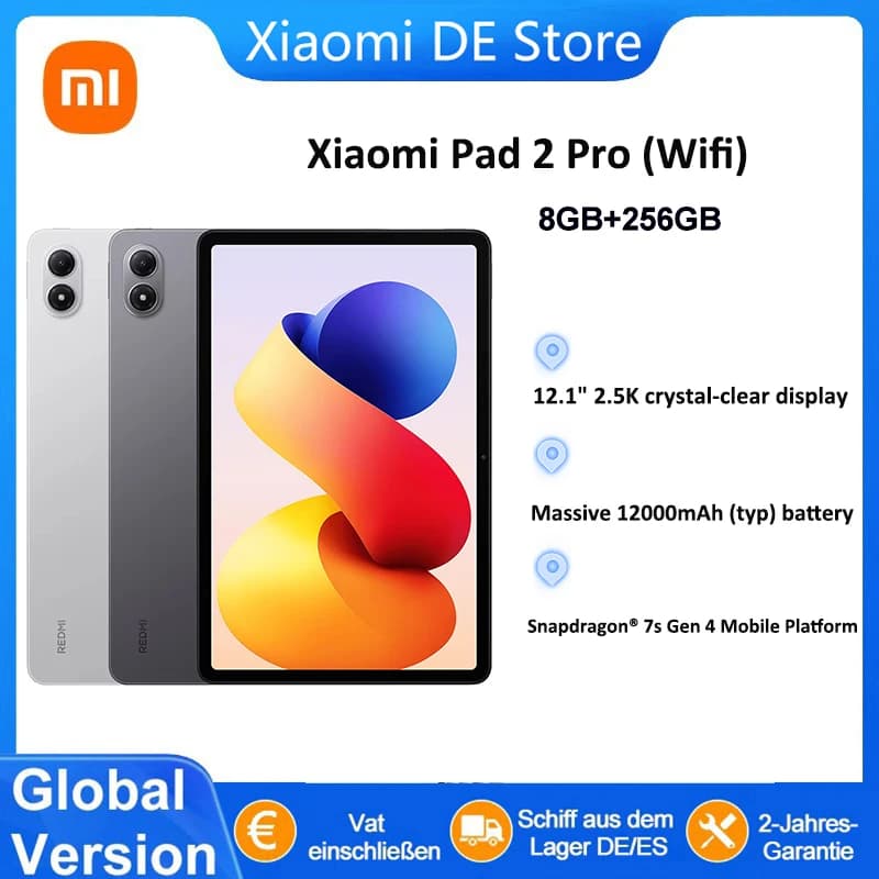 Xiaomi Redmi Pad 2 Pro Wifi Global Version Tablet 8Gb 256Gb Snapdragon 7S Gen 4 Processor 120Hz Refresh Rate Xiaomi Hyperos 2 Xiaomi Tablet