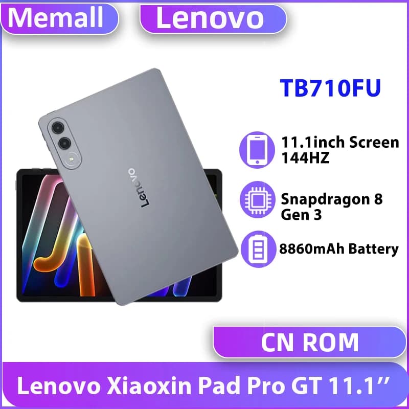 Lenovo Xiaoxin Pad Pro GT 11.1'' Snapdragon 8 Gen 3 8860mAh 68W Charging 128GB 256GB ROM 144Hz 3.2K Display TB710FU WiFi7 Tablet