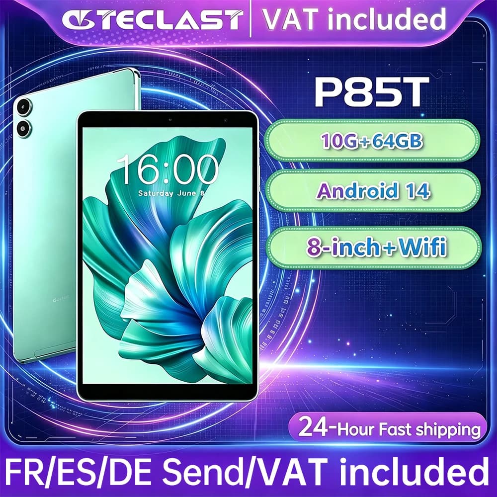 NEW Teclast P85T 2026 Tablet Android 14 A523 8-core 1.8GHz/ 10GB(4GB+6GB) RAM 64GB ROM 8 Inch 800×1280iPS WIFI5G 4G 5000mAh/Type-C