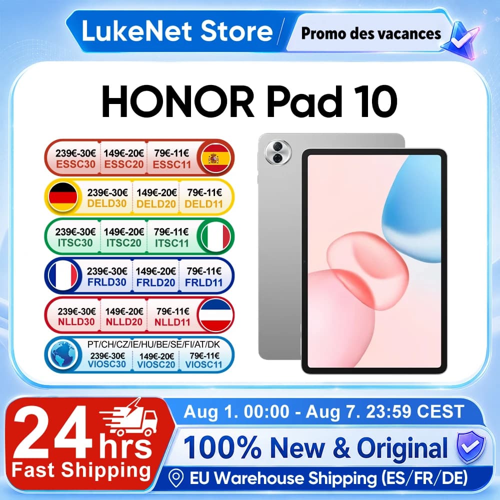 EU Version HONOR Pad 10 Tablet 2.5K 12.1'' Eye Comfort Display Snapdragon 7 Gen 3 Chipset 10100mAh Battery Painting Tablet