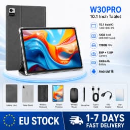 KOOMDIGI W30PRO Android 16 Tablet PC 10.1 Inch 1280×800 IPS Display 12GB RAM (4GB+8GB Expand) 128GB ROM 5MP+13MP Camera 5000mAh