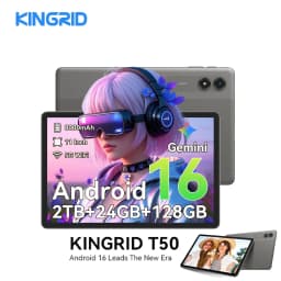 KINGRID T50 Android 16 Tablet PC 10.9 Inch HD IPS Display Octa-Core Unisoc T615 24GB (6+18) RAM 128GB ROM 8000mAh Battery Dual Band 5G WiFi Bluetooth 5.0 GPS Google Play OTG Type-C Tablet for Online Learning Gaming Video Streaming Office Entertainment